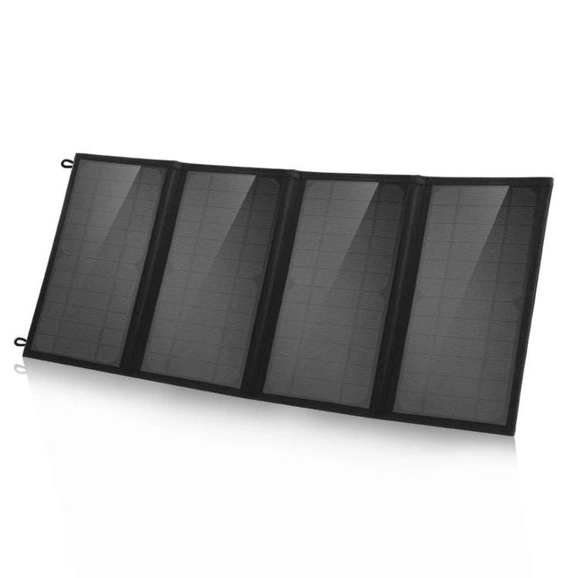 HAWEEL 24W Foldable Solar Charger for Portable Devices - black four-panel foldable solar charger for camping and outdoor device charging
