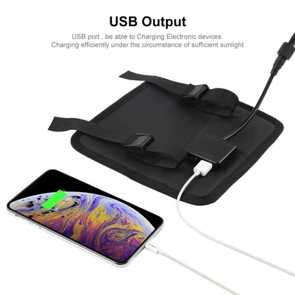 HAWEEL Foldable Solar Charger for Portable Device Powering charging smartphone via USB output with straps and Sunpower panels