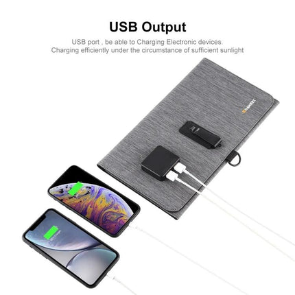 HAWEEL Foldable Ultrathin Solar Panel Charger for Portable Power charging two phones via USB during outdoor travel