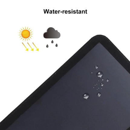 HAWEEL Foldable Ultrathin Solar Panel Charger for Portable Power shown water-resistant with droplets on panel corner