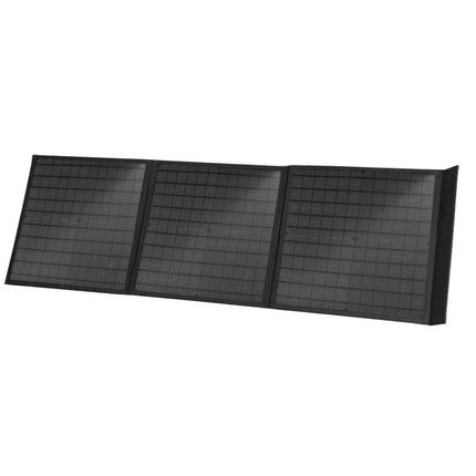 HAWEEL 60W Foldable Solar Panel for Travel Charging — black tri-fold monocrystalline solar charger laid flat for camping and outdoor device charging