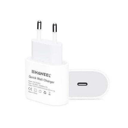 HAWEEL USB-C Travel Charger for Daily Device Needs On The Go - compact white USB-C quick wall charger for travel and daily use