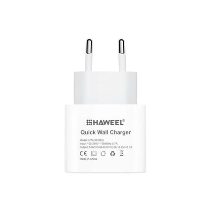 HAWEEL USB-C Travel Charger for Daily Device Needs On The Go compact white quick wall charger for smartphones and tablets