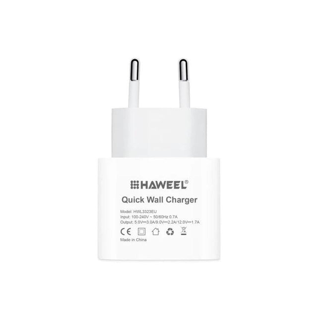 HAWEEL USB-C Travel Charger for Daily Device Needs On The Go compact white quick wall charger for smartphones and tablets