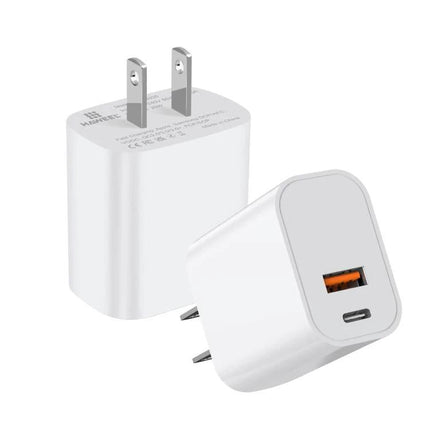 HAWEEL USB Charger for Powering Devices in Daily Life - white dual-port USB-A and USB-C wall charger for home, office, and travel