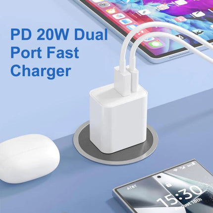 HAWEEL USB Charger for Powering Devices in Daily Life - white PD 20W dual port fast charger powering phone tablet and earbuds on desk