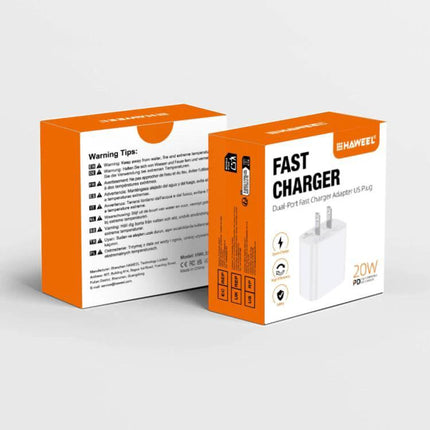 HAWEEL USB Charger for Powering Devices in Daily Life - dual-port 20W fast charger boxed for home, office and travel