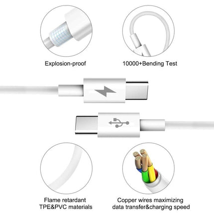 HAWEEL USB-C to USB-C Cable for Everyday Device Charging – white USB-C charging/data cable with reinforced TPE jacket and durable connectors