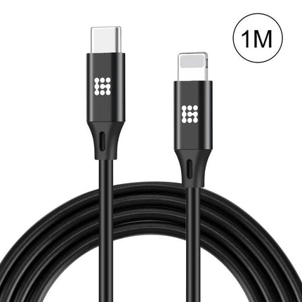 HAWEEL Cable for Daily Device Charging and Data Transfer – 1M black USB-C to Lightning cable with TPE shielding and 110 core copper