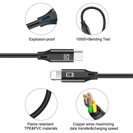 HAWEEL Cable for Daily Device Charging and Data Transfer - durable TPE shielded charging and data cable with 110 core copper, explosion‑proof and bend‑tested