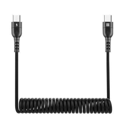 HAWEEL USB-C Charging Cable for Daily Phone Essentials - coiled black USB-C to USB-C cable for commuting, desk, and travel charging