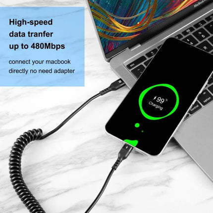 HAWEEL USB-C Charging Cable for Daily Phone Essentials connected to laptop charging phone during commute and desk use