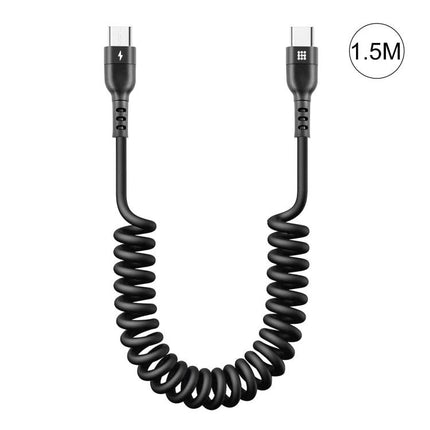 HAWEEL USB-C Cable for Everyday Phone Charging Needs — coiled 1.5m black cable with USB-C connectors for reliable daily charging