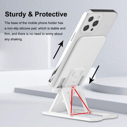 HAWEEL Holder for Steady Device Support on Your Desk showing white adjustable phone stand holding a smartphone securely on a desk