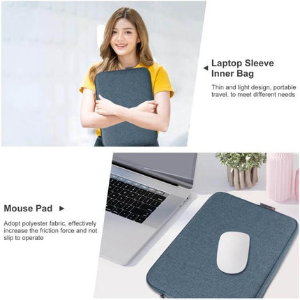 HAWEEL Zippered Laptop Sleeve Case for 15-16.7 Inch Devices - slim protective gray sleeve shown with laptop and mouse pad