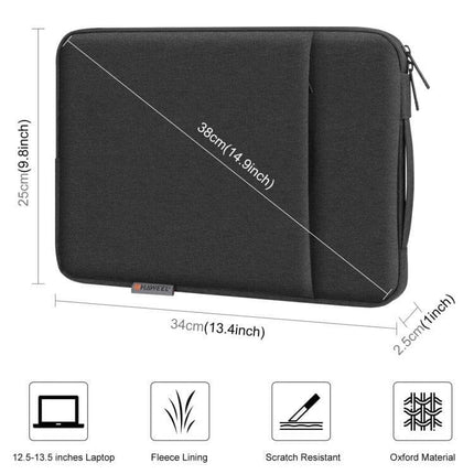 HAWEEL Zipper Laptop Sleeve with Handle for 12.5-13.5 Inch Laptops, slim black protective case with handle, fleece lining and scratch-resistant Oxford material
