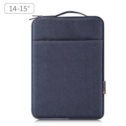 HAWEEL Protective Laptop Sleeve with Handle for 14-15 Inch Devices, navy fabric protective sleeve with front pocket and top handle