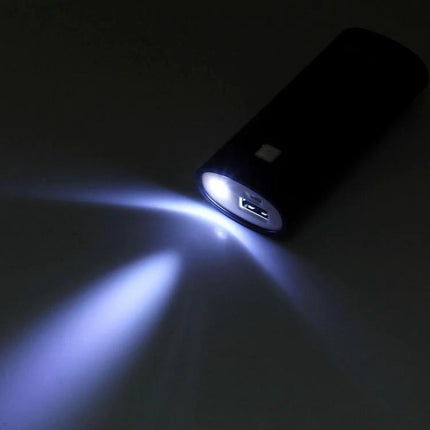 Build Your Own HAWEEL Power Bank for Daily Phone Use - assembled black portable charger with LED flashlight and USB port