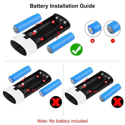 Build Your Own HAWEEL Power Bank for Daily Phone Use battery installation guide showing correct battery orientation and no battery included