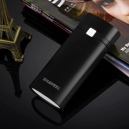 Build Your Own HAWEEL Power Bank for Daily Phone Use - sleek black HAWEEL portable charger kit on glossy surface for commuting, travel, and outdoor use