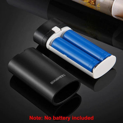 Build Your Own HAWEEL Power Bank for Daily Phone Use - disassembled black HAWEEL kit showing two blue batteries and shell, note no battery included