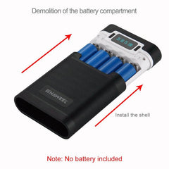 DIY 10000mAh Power Bank Case for 4 x 18650 Batteries with Dual USB Outputs & LCD Display - Compatible with iPhone, Samsung, Google, Huawei, and More