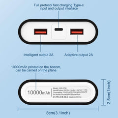 Customizable 10000mAh Dual-USB QC Power Bank Shell for 4x 18650 Batteries (Not Included) with Smart Charging Display