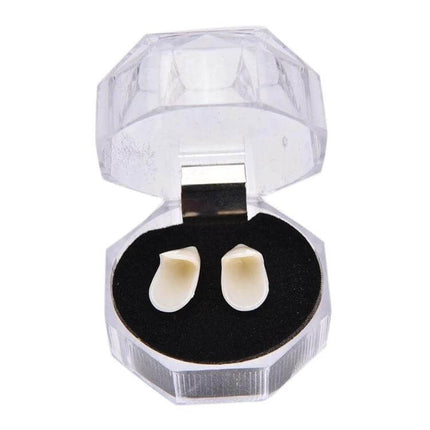 Halloween Dentures Props 19mm Vampire Fangs For Party Fun resin vampire fangs in crystal storage box, non-toxic eco-friendly party prop