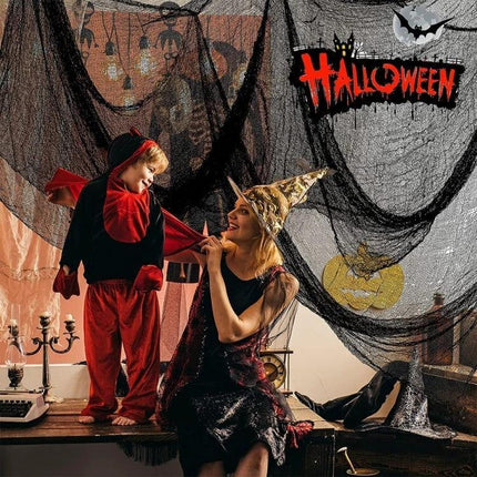 Halloween Gauze Decoration 76x183cm Beige Blood Stains hanging backdrop for haunted-house party with child and witch costume