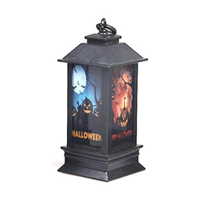 Halloween Window Lanterns Luminous Pumpkin And Ghost Ornaments compact plastic lantern with glowing pumpkin and ghost window decor battery powered