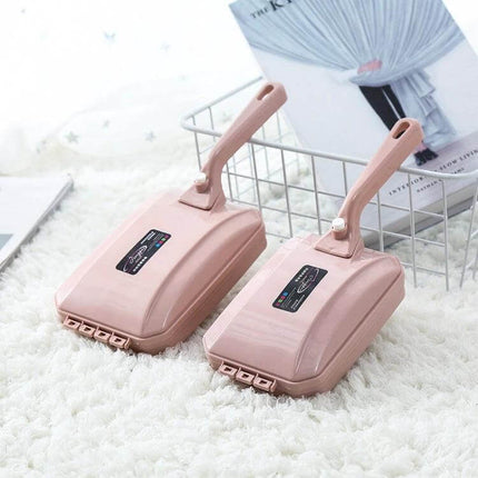 Handheld Carpet Brush Two-Row Design For Pet Hair And Debris - pink compact brush with ergonomic handle removing pet hair from white carpet