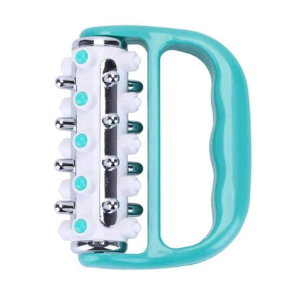 Handheld Curved Five-Row Roller Massager for Sore Muscles turquoise ergonomic shower-ready roller for home recovery and post-workout relief