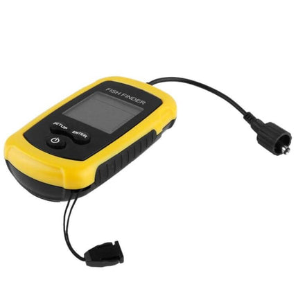 Fish Finder Handheld For Freshwater Fishing On The Go - compact yellow portable depth reader with fish alerts for lakes, rivers and shorelines