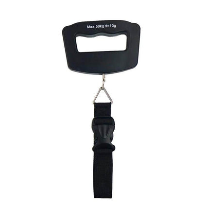 Handheld Luggage Scale With Blue Backlit LCD Display For Travel compact black portable scale with strap and buckle for weighing bags