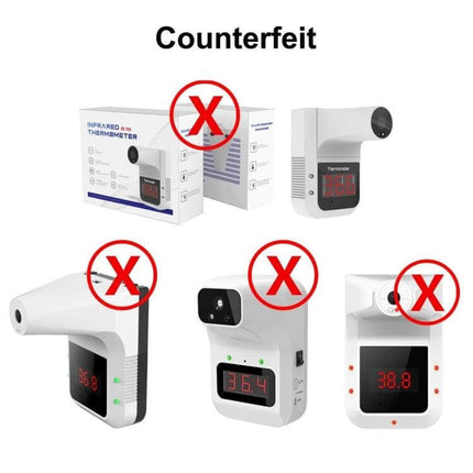 Handsfree Non-Contact Forehead Infrared Thermometer For Home Use counterfeit examples image showing incorrect models with red X marks