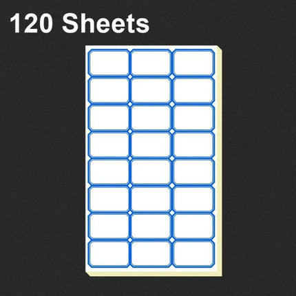 Handwritten Self Adhesive Label Stickers for Price Marking — 120 sheets of large white self-adhesive price labels with blue borders