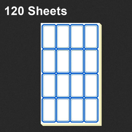 Handwritten Self Adhesive Label Stickers for Price Marking - 120 sheets blue-bordered large rectangular price labels for shops and markets