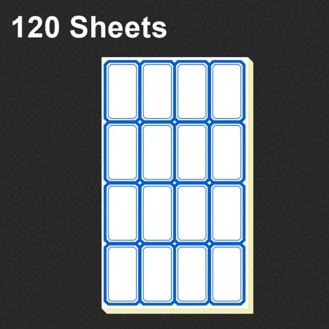 Handwritten Self Adhesive Label Stickers for Price Marking - 120 sheets blue-bordered large rectangular price labels for shops and markets