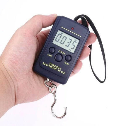Hanging Digital Fishing Scale, 40kg Capacity for Weighing Catch handheld portable electronic scale with stainless steel hook showing 0.35 kg