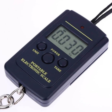 Hanging Digital Fishing Scale, 40kg Capacity for Weighing Catch – portable black digital hanging scale with stainless hook showing 0.30 on LCD display