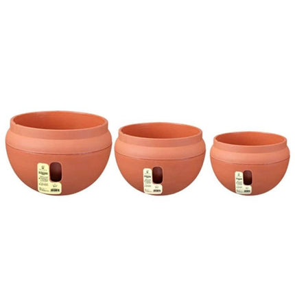 Hanging Plastic Flower Pot 24 x 18 cm With Chain Indoor Use - translucent indoor hanging planter showing three sizes