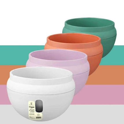 Hanging Plastic Flower Pot 24 x 18 cm With Chain Indoor Use - translucent round hanging pots in white, lilac, orange and teal for indoor plants