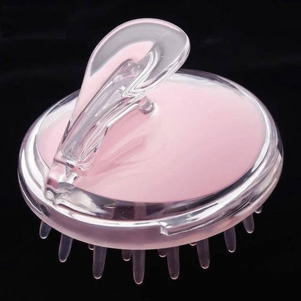 Head Massage Brush Handheld For Scalp Massages Daily Use lightweight pink handheld scalp massager with soft silicone needles and ergonomic handle