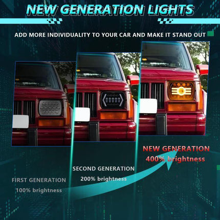 Headlight For Jeep Wrangler 7 Inch Everyday Driving - 5x7 square LED headlight with DRL turn signals, die-cast housing, 3200LM high beam, 2400LM low beam