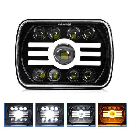 Headlight For Jeep Wrangler 7 Inch Everyday Driving - 5x7 LED square headlight with die-cast aluminum housing, DRL and amber turn signals, high/low beam