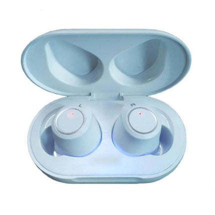 Hearing Aid Sound Amplifier Mini USB Charging For Everyday Use white compact earbuds-style amplifier in charging case