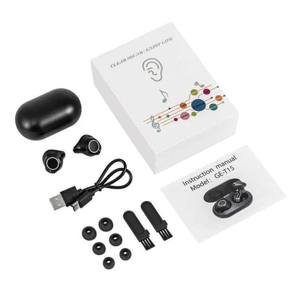 Hearing Aid Sound Amplifier Mini USB Charging For Everyday Use compact earbuds kit with USB cable, charging case, eartips and manual