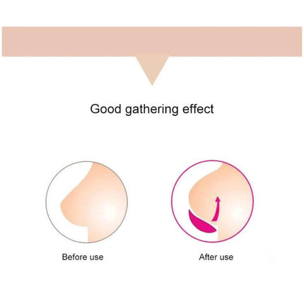 Women Silicone Nipple Covers Heart Shape Bra Pads for Everyday Wear - diagram showing before use and after use good gathering effect with heart-shaped silicone padding