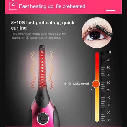 Heated Portable Eyelash Curler For Daily Lash Curling with fast 8-10s preheat, temperature display and curved brush head for travel and morning routines
