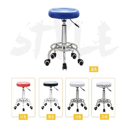 Height Adjustable Pulley Bar Stool for Barber Shop - chrome frame PU leather round swivel stool with 360° rotation and 45–57 cm height range